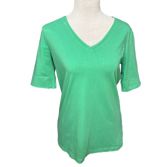 Jones New York Green V-Neck Basic T-Shirt, Size M - Picture 1 of 3